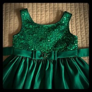 Girls Green Holiday Sequin Dress